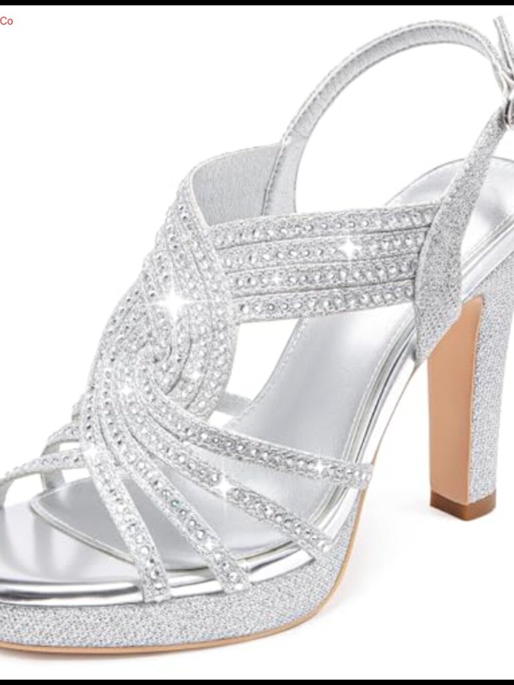 Platform Heeled Sandals Rhinestone Sparkly Chunky Dressy Ankle Strap Heels